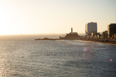 View of the barra lighthouse in the city of salvador, bahia.