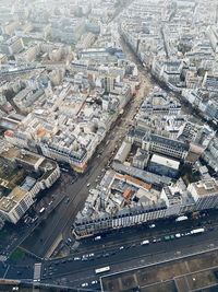 High angle view of street amidst buildings in city