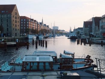 View of boats in harbor