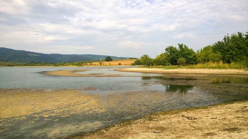 Scenic view of lake against sky