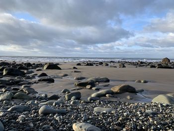 Scenic view of beach against sky