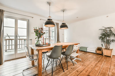 Potted plants on table at home