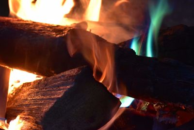 Close-up of bonfire at night