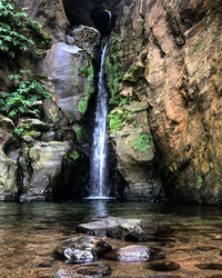 Scenic view of waterfall