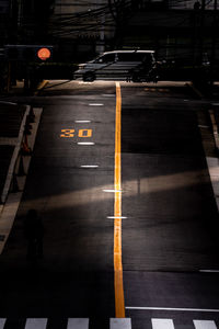 High angle view of car on road　that hole repetition