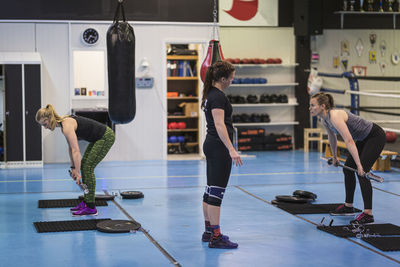 Women talking in gym