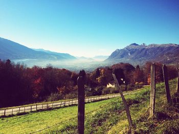 Scenic view of landscape against clear sky