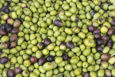 Full frame shot of green olives for sale at market