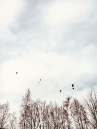 Low angle view of hot air balloons against sky