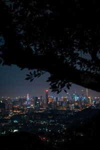 Illuminated city at night