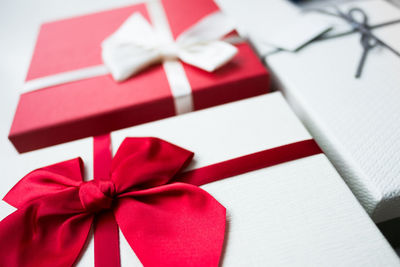 Close-up of red box on paper