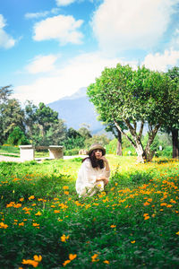 View of dog on field