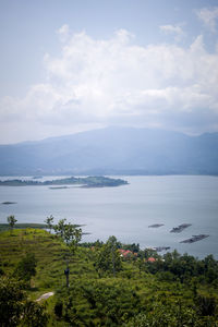 High angle view of sea against sky