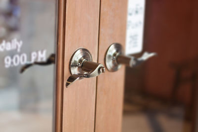 Close-up of open door