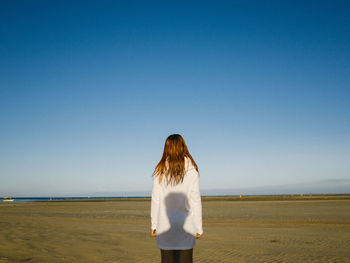 Rear view of man standing on beach