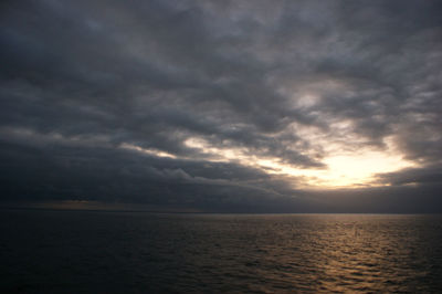 Scenic view of sea against cloudy sky