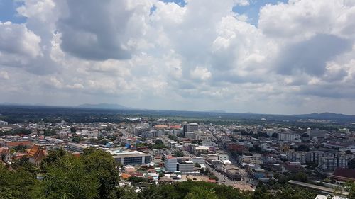 High angle view of townscape against sky