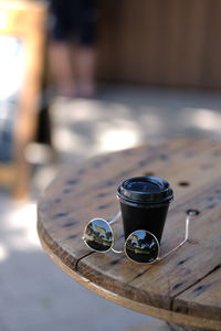 High angle view of coffee on table