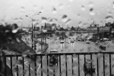 Wet glass window in rainy season