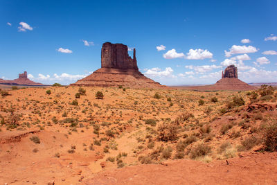 View of rock formations in desert