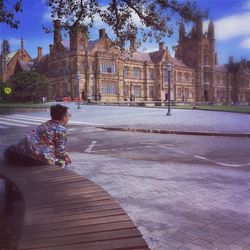 Woman standing in city