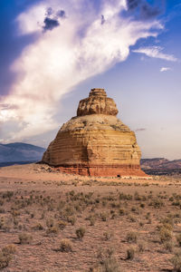 Rock formations in desert against sky