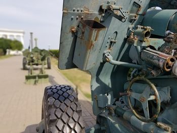 Close-up of metal grate on field