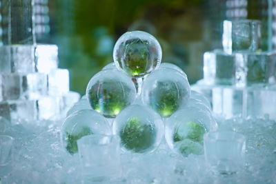 Close-up of bubbles in drinking glass