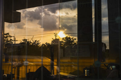 Reflection of sky on glass window