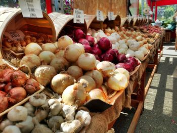 Variety of food for sale at market stall