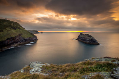 Scenic view of sea against sky during sunset