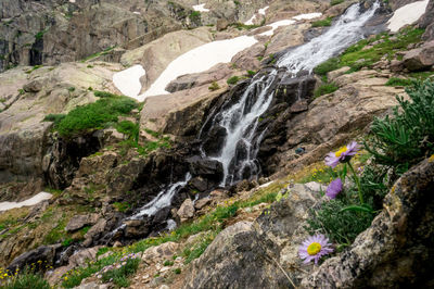 Scenic view of waterfall