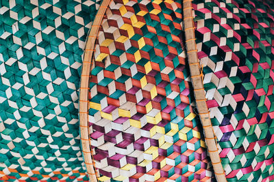 Full frame shot of multi colored wicker basket