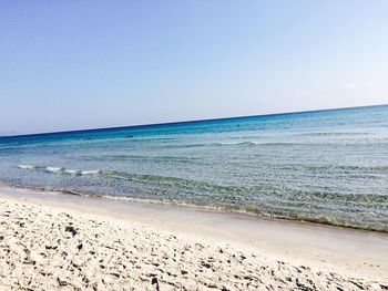 Scenic view of sea against clear sky