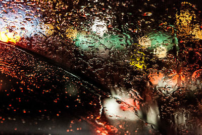 Close-up of water drops on glass window