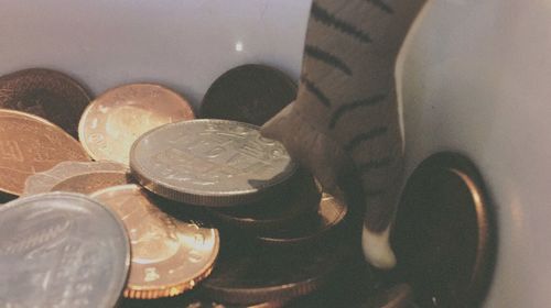 Close-up of coins