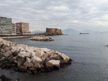 Scenic view of sea against cloudy sky