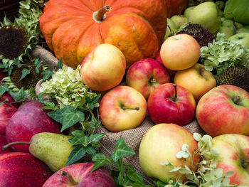 High angle view of apples