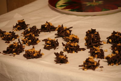 High angle view of sweet food on table during christmas