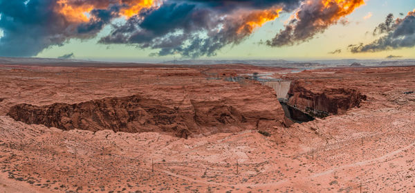 Aerial view of the grand canyon upriver colorado river glen canyon dam in arizona