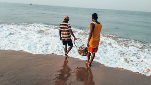 Rear view of man on beach