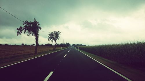 Road by trees against sky