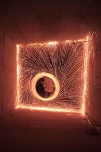 Light painting on fire at night