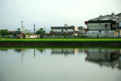 View of river with buildings in background