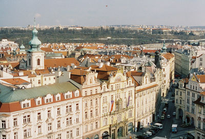 High angle view of buildings in city