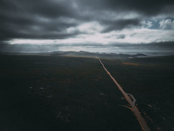 Scenic view of landscape against dramatic sky