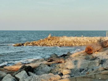 Scenic view of sea against clear sky