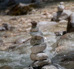 Stack of pebbles in water
