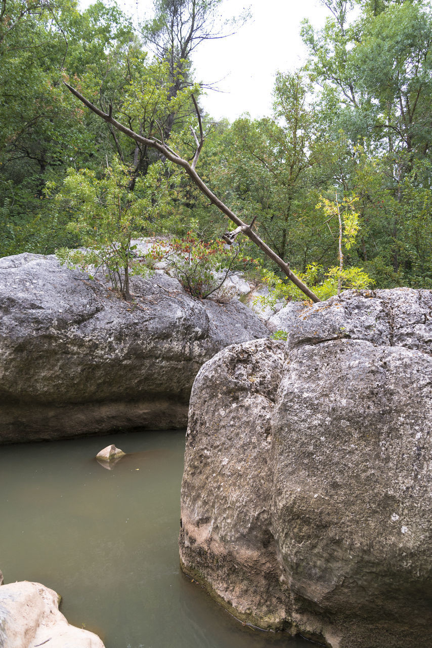 SCENIC VIEW OF RIVER FLOWING THROUGH ROCK