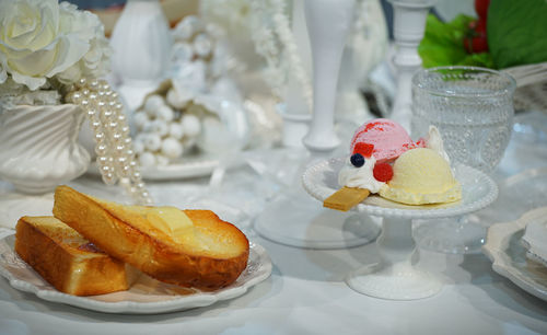 Close-up of food on table